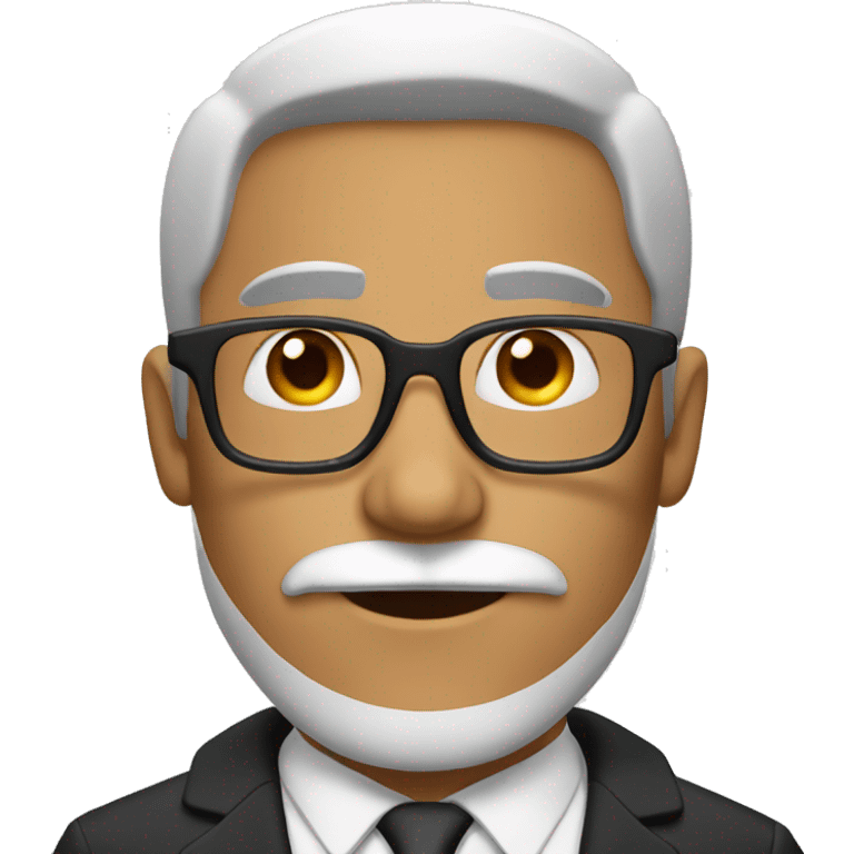 man with glasses, short black and white beard, and suit emoji