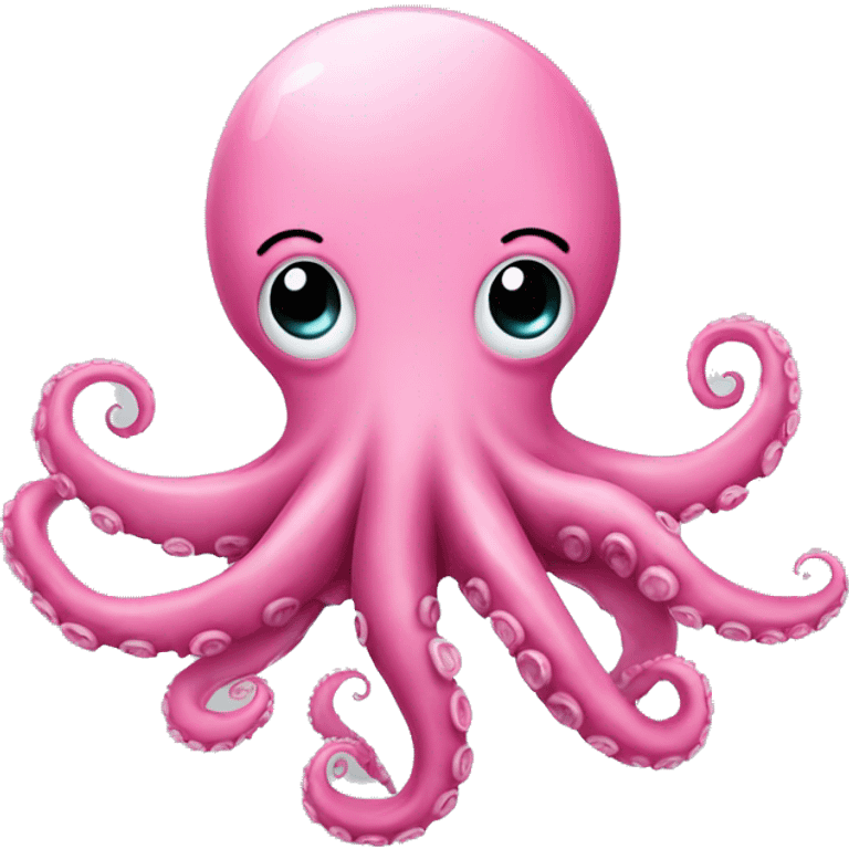 Pink octopus with cute face and smile emoji