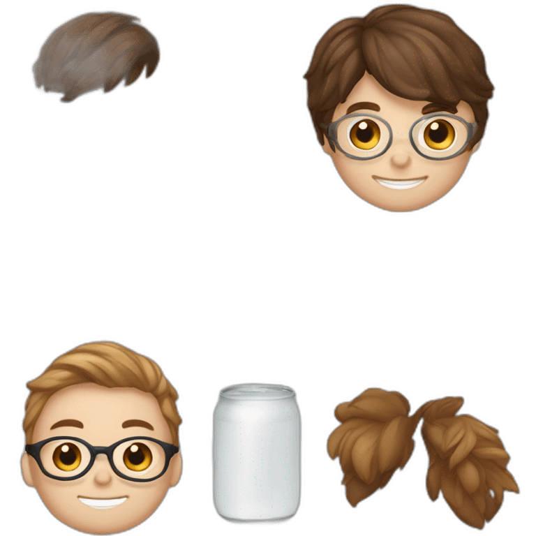 Garçon brun avec garçon brun et peau blanche et garçon a lunette brun 1vec peau blanche emoji