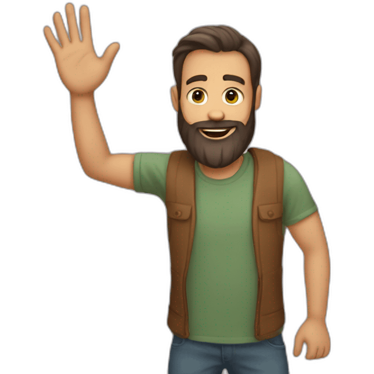 beard guy waving hand  emoji