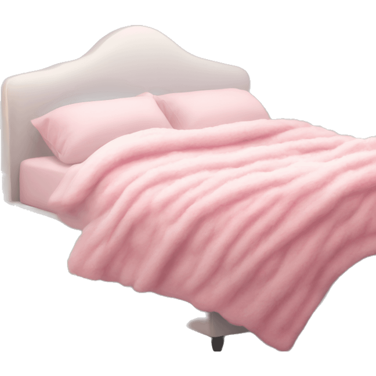 White bed with pink fluffy blanket and pink pillows  emoji