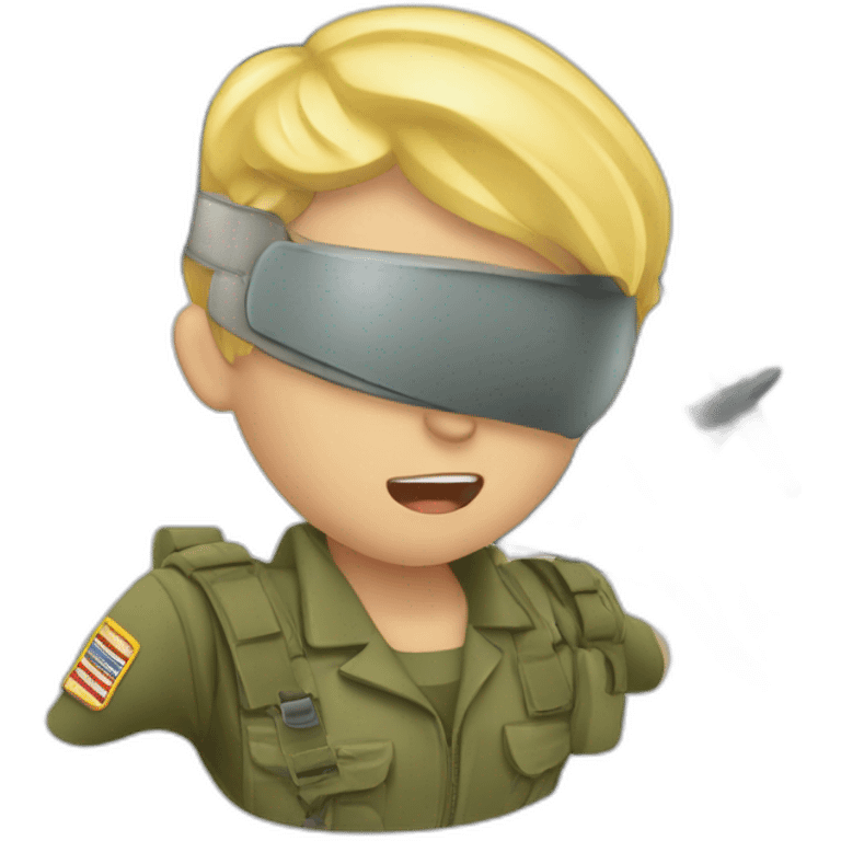 a blond soldier is getting hit by a plane emoji