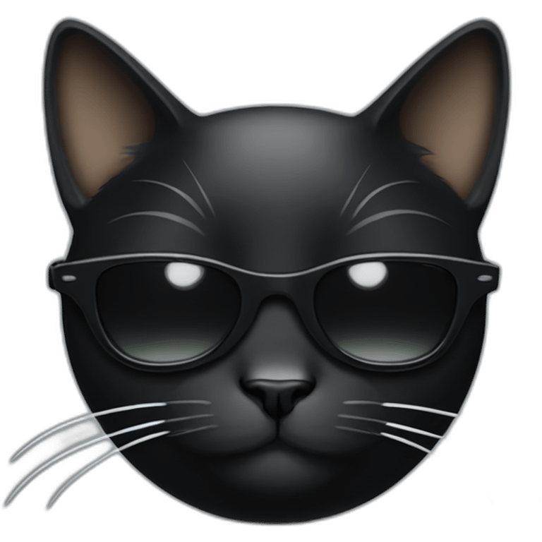 A black cat with white patch from nose to bottom, wearing sunglasses  emoji