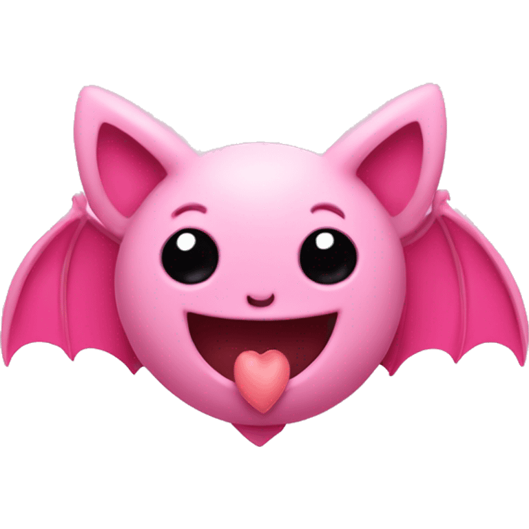 pink bat in love with pink hearts surrounding it emoji