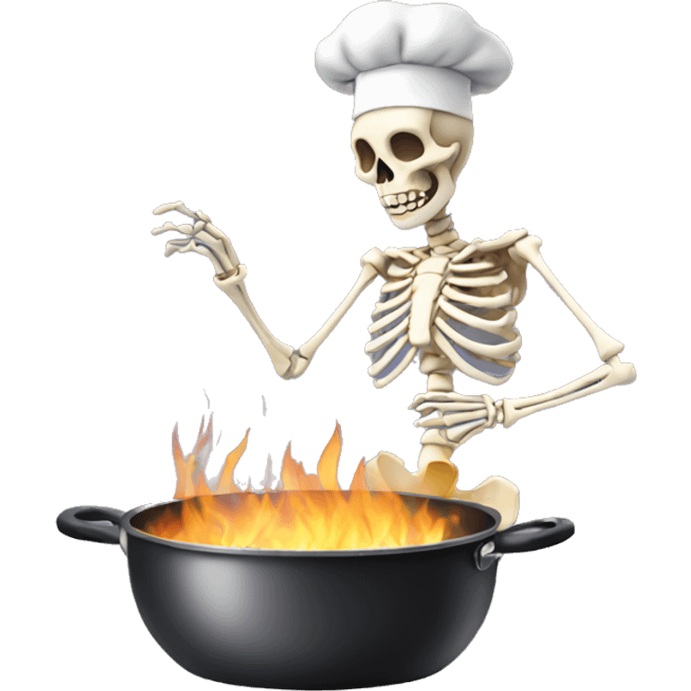 A skeleton cooking emoji