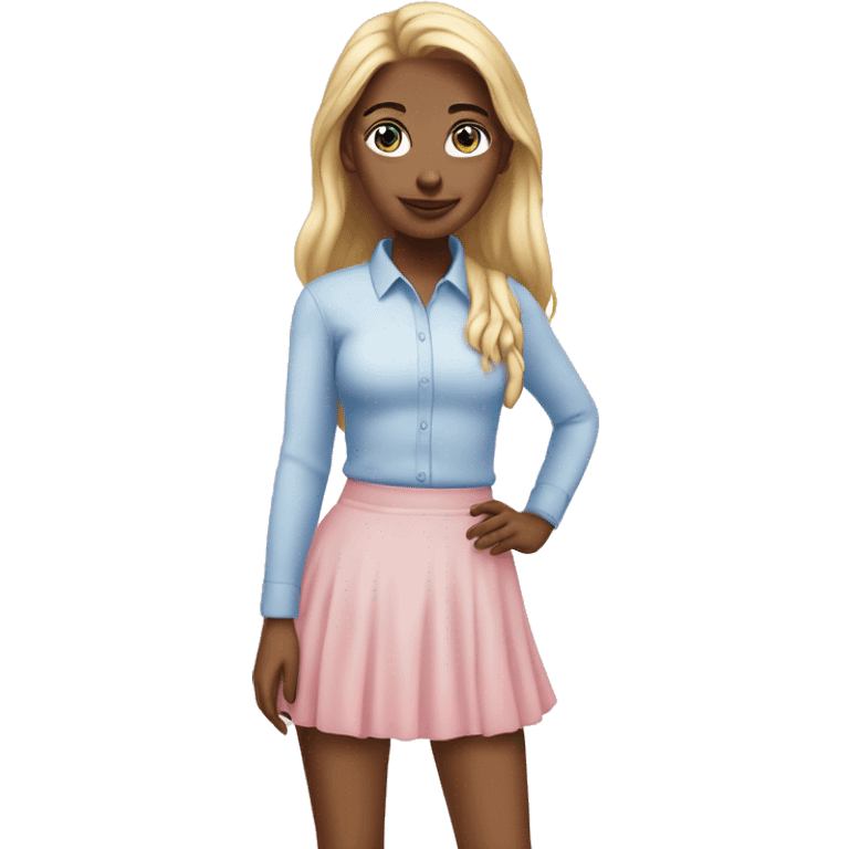 Blue-eyed girl in light pink mini skirt emoji