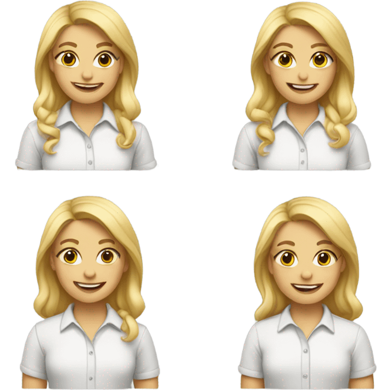 blonde girl smiling in shirt emoji