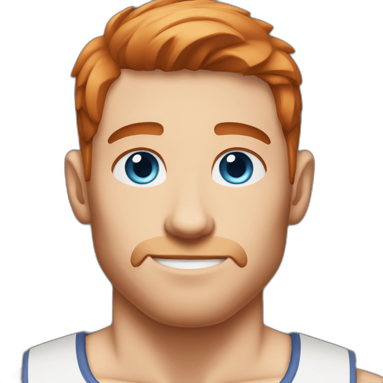 Fitness male blue eyes reddish hair clean shaven emoji