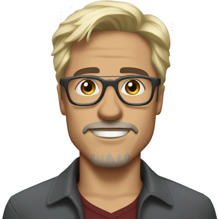 Man Looking like Tony Stark but with thon glasses and blond hair and a bit greyed emoji