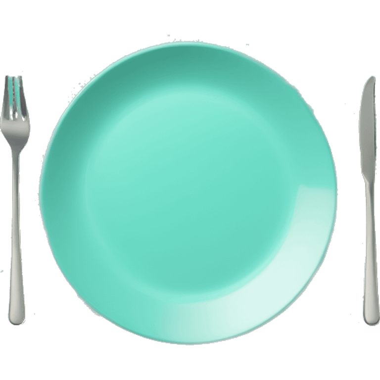 Realistic small tiffany blue glitter dinner plate laying down flat. emoji