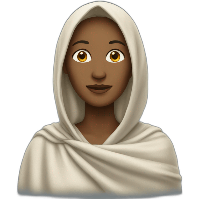 a white woman in a shawl in full growth emoji