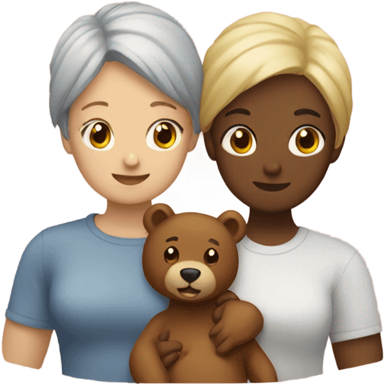 lesbian couple with Dino and bear emoji