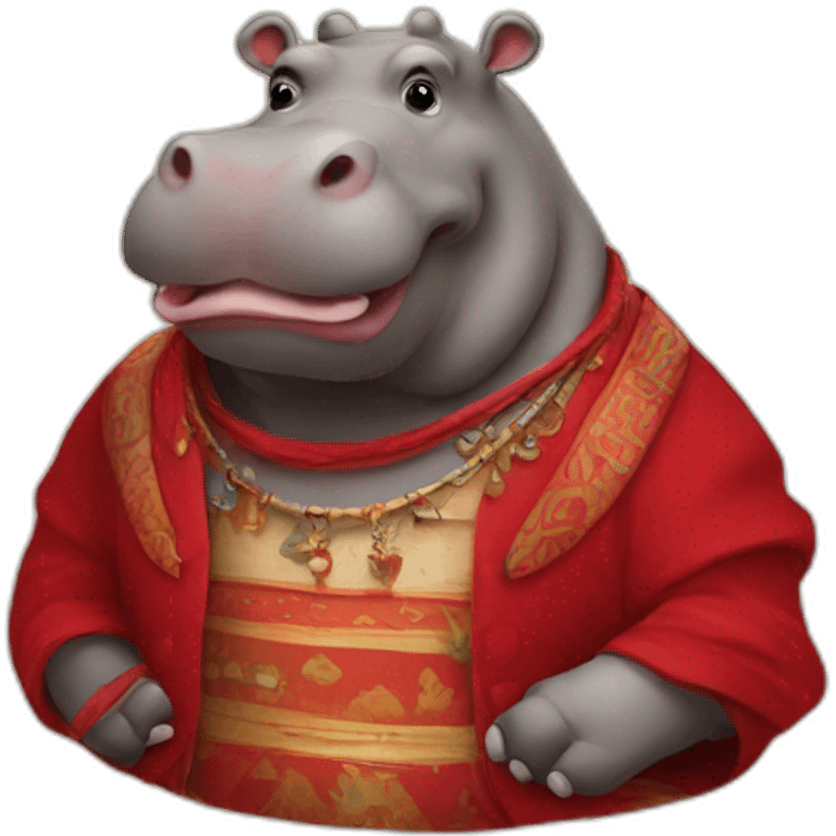 Hippo with desert in traditional red Scottish clothes emoji