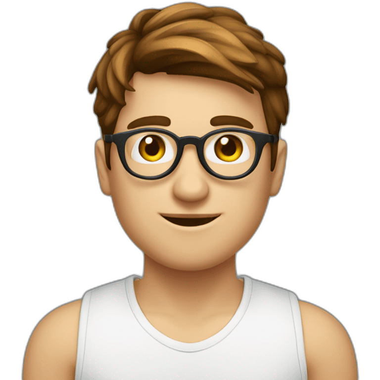 jeune homme blanc à lunette à lunette ronde cheveux court brun emoji