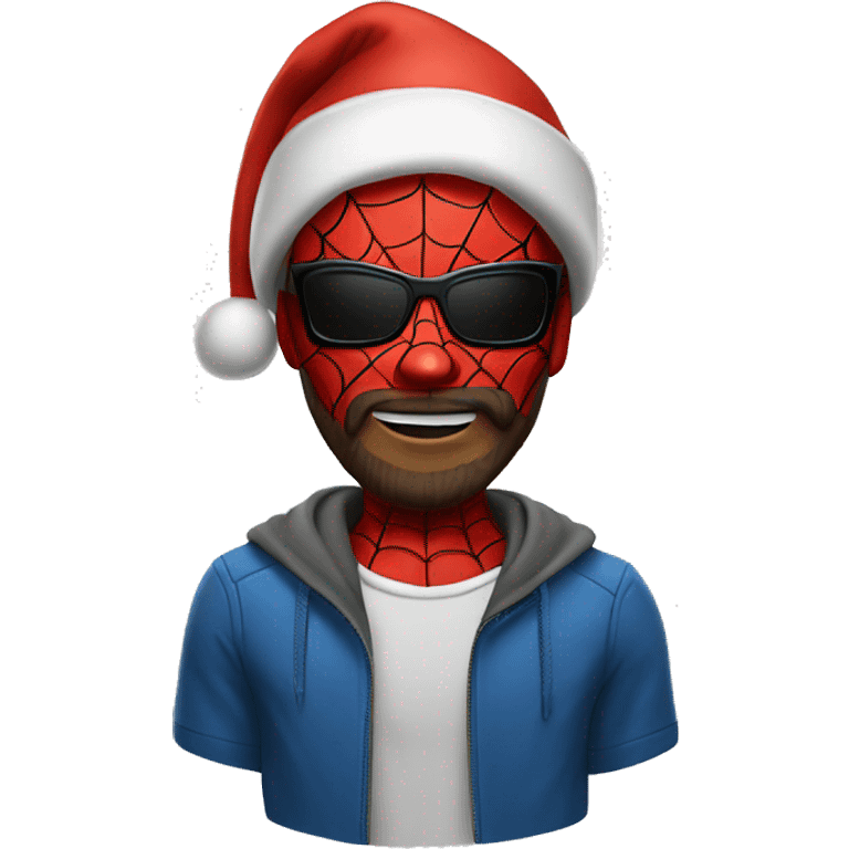 Spiderman with santa hat and beard emoji