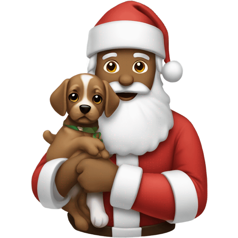 Santa holding a puppy emoji