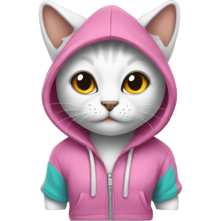 cat wearing a cute hoodie emoji