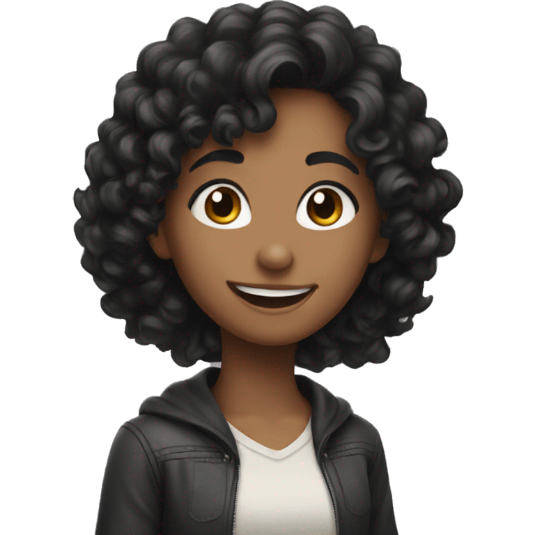 smiling girl with curly black hair  emoji