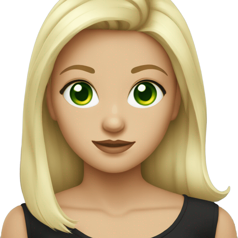 blonde green eyed girl black shirt emoji