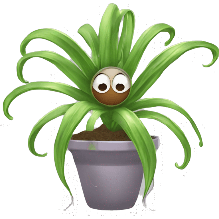 A magical sentient spider-plant who has a dirt ball at his center, and long tendrils￼ emoji