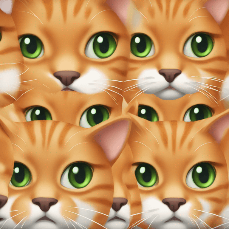 Orange cat green eyes in sea emoji