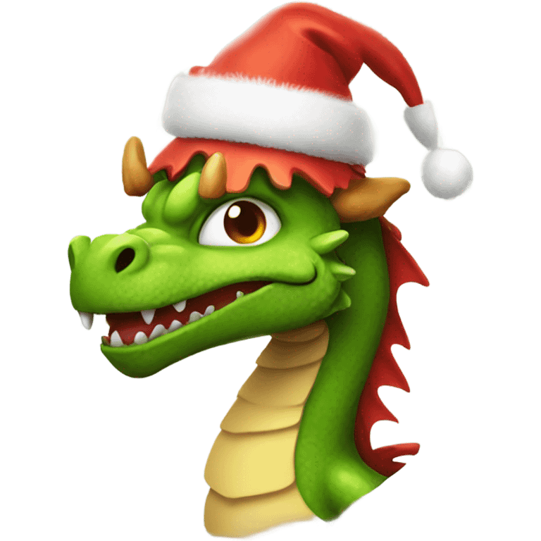 Dragon with Christmas hat emoji