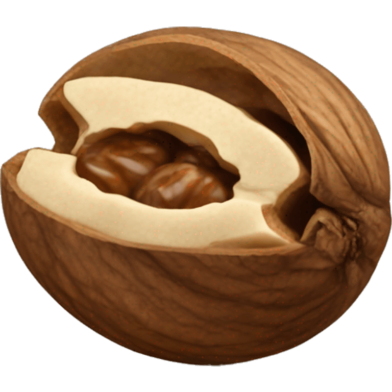 a walnut inside an edible date emoji