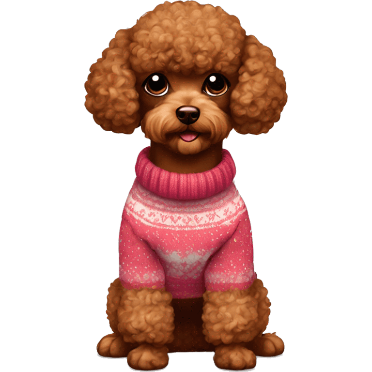 Brown girl toy poodle with with sweater  emoji