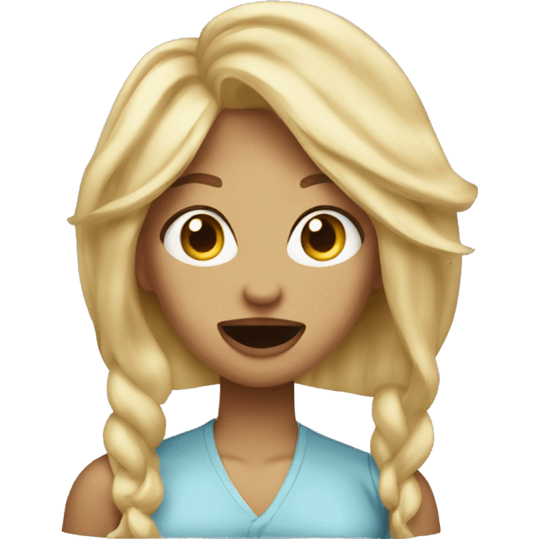 A woman with blonde hair sticking her tongue out  emoji