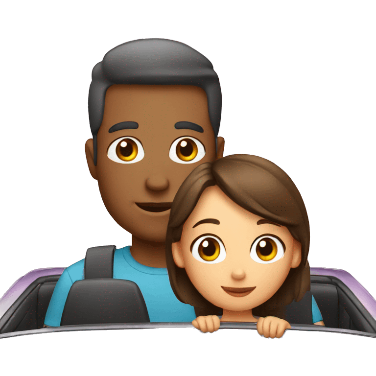 a girl in a car with her dad emoji