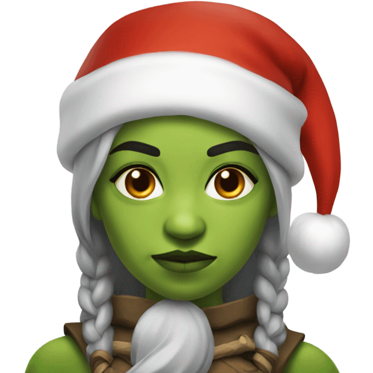 orc female warrior with santa hat emoji