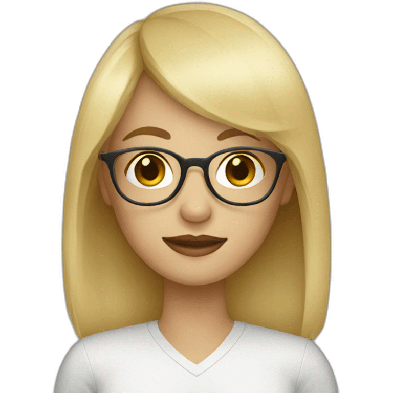 blonde visual designer with glasses and bangs emoji