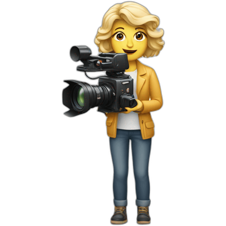 White film director woman holding a cinema camera emoji