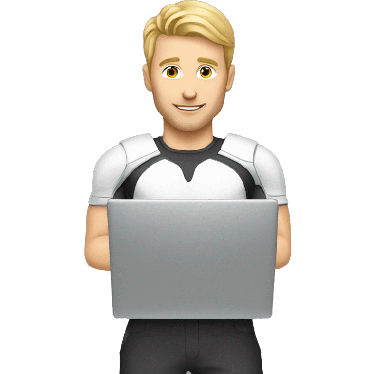 white male cybersportsman with laptop emoji