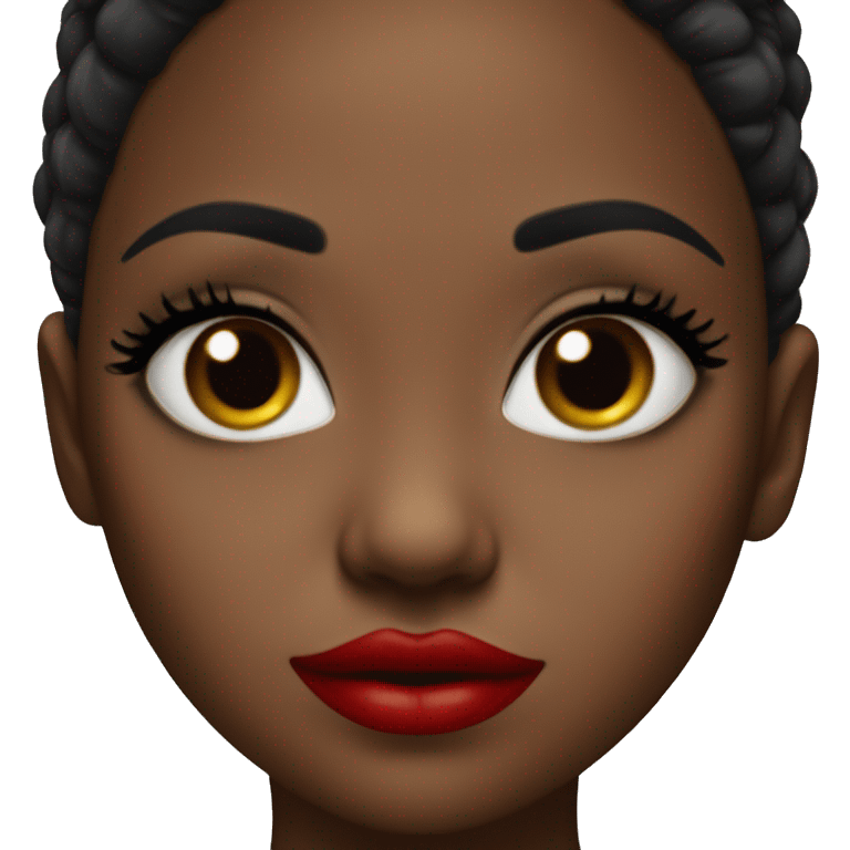 black girl, red lips, long eyelashes emoji