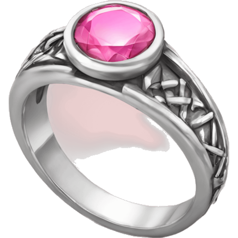 Silver ring pink gem emoji