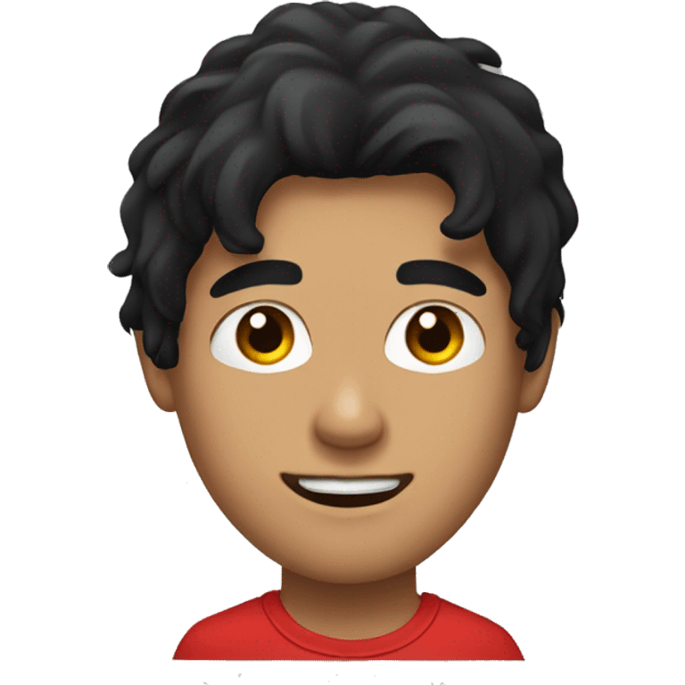 A young guy with long black hair, wearing a red shirt, and a black patch over his right eye emoji