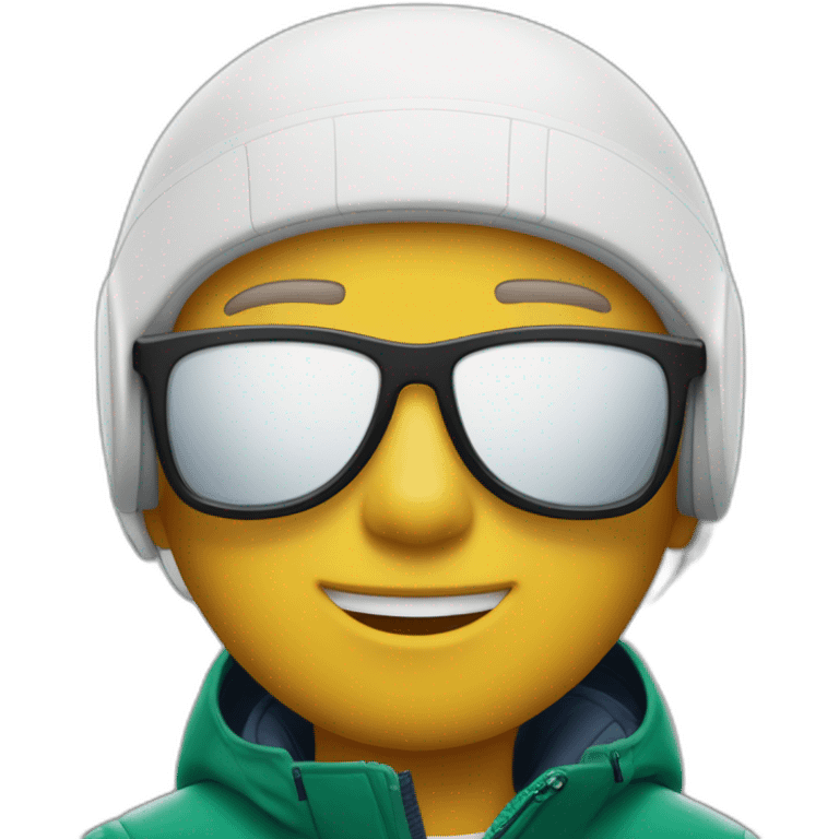 Un garçon blanc qui porte das lunettes de ski, il a les cheveux noirs et un survetement de lacoste emoji