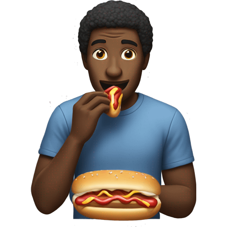 Black man eating hotdog emoji