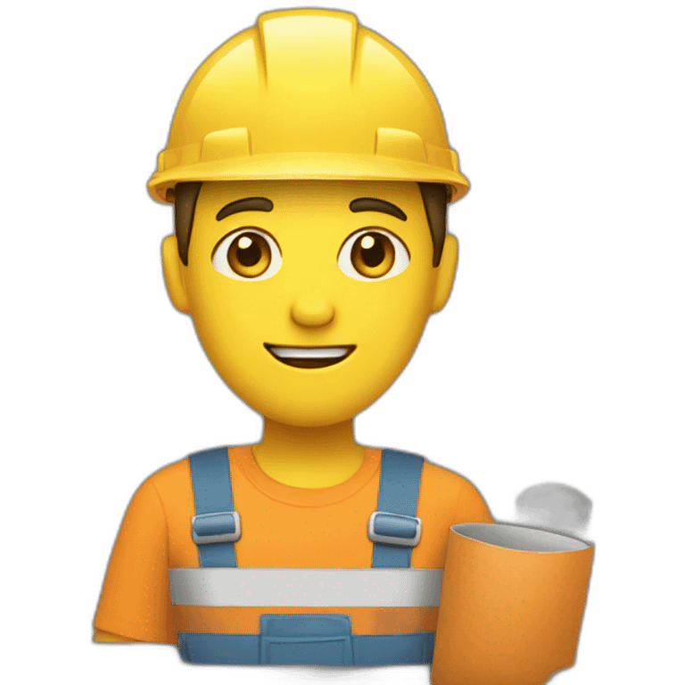 guy holds plans wearing construction hat emoji