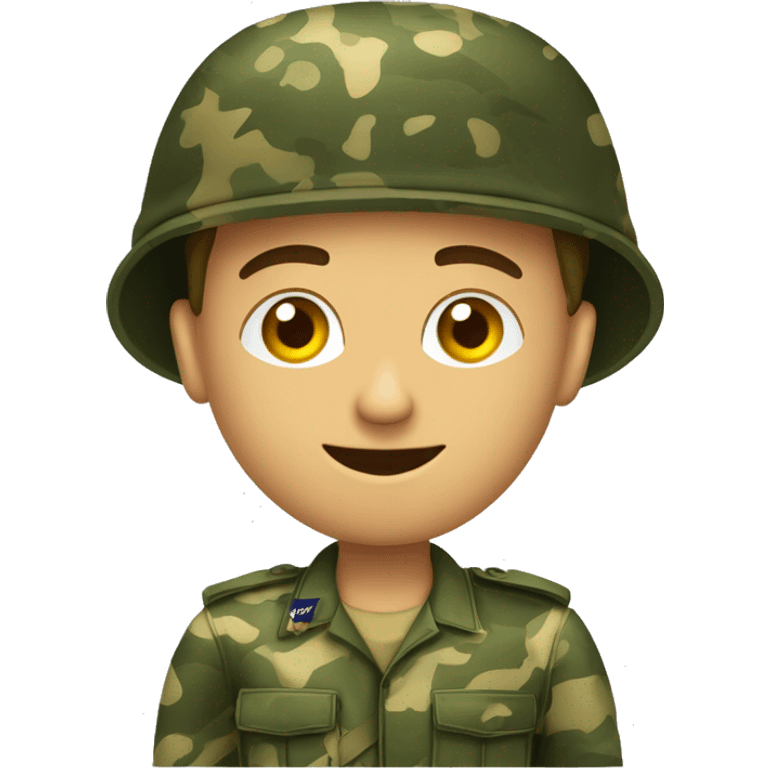 crie um emoji de um militar do exercito brasileiro com o camuflado típico emoji