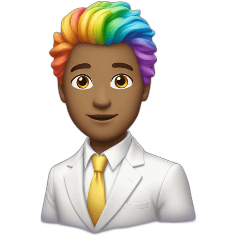 Posh-boy-with-white-suit-and-rainbow-unicorn-hair emoji