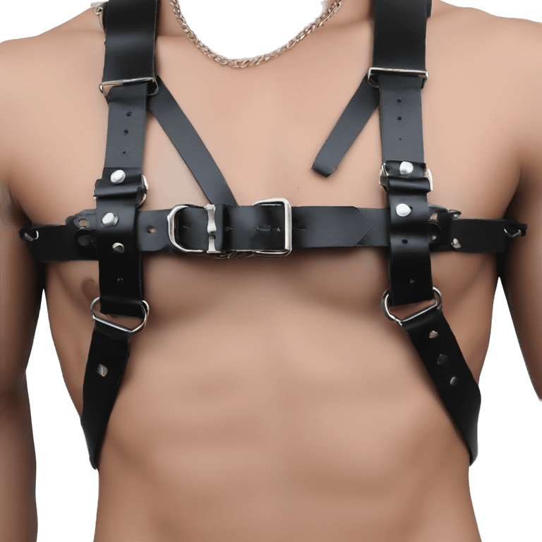 Black punk chest leather fashion harness emoji