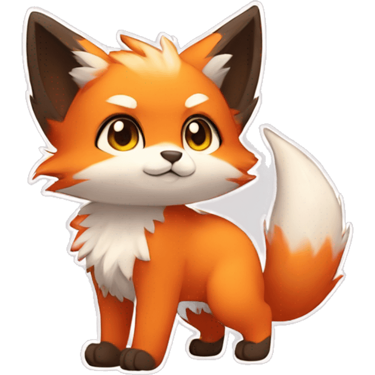 a colorful furry fur-sona kemono-style-chibi-style cat-fox-Fakémon-hybrid full body emoji