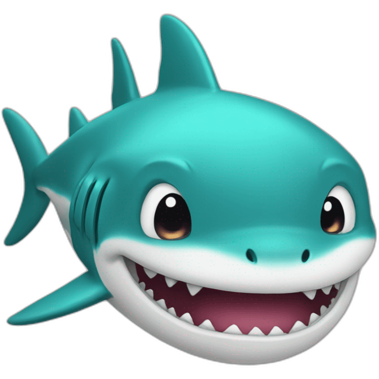 Anthro turquoise shark smiling emoji