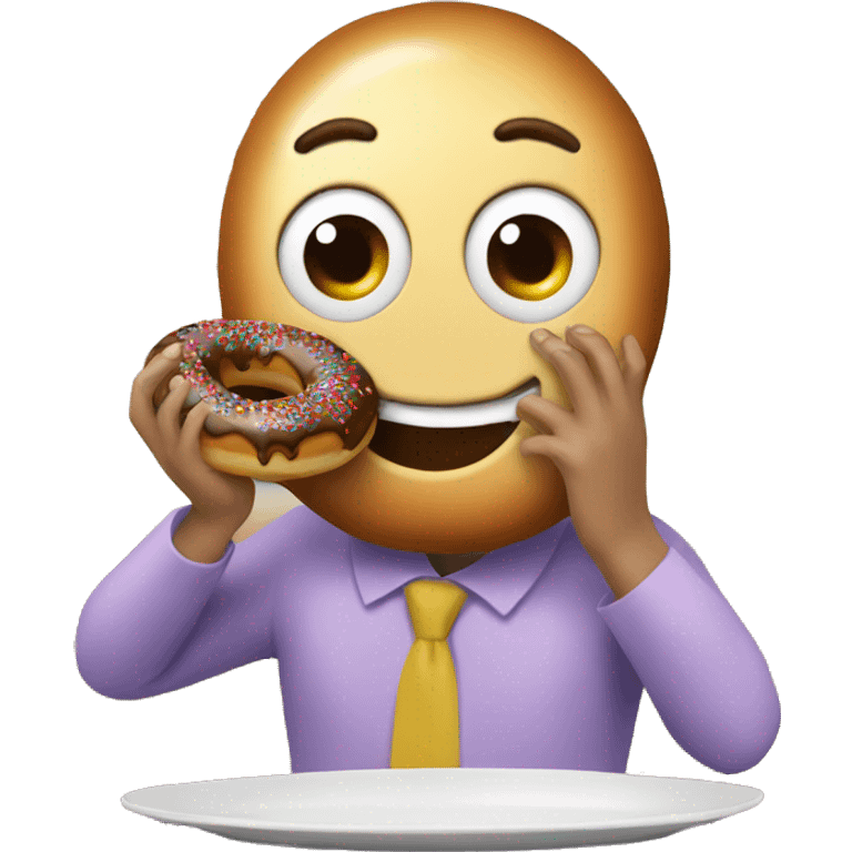 donut eating a pudding emoji