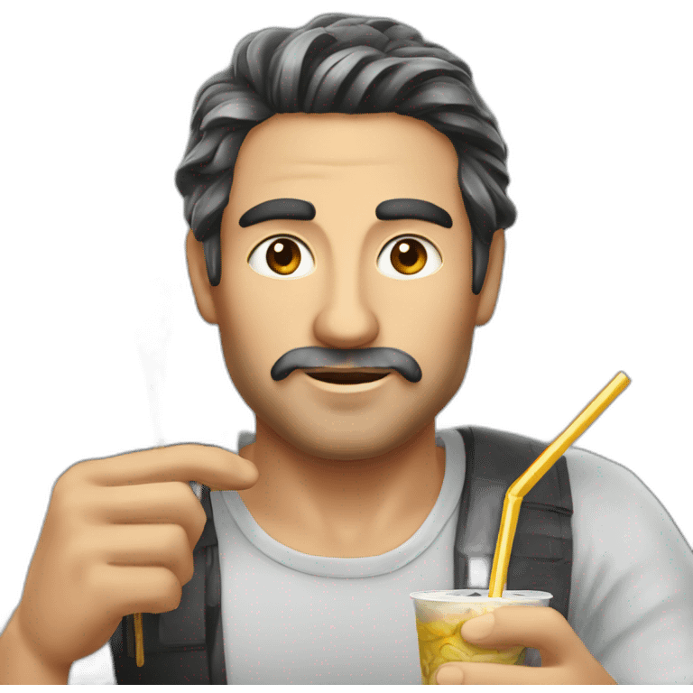 Argentinian men having mate from a Metallic straw emoji