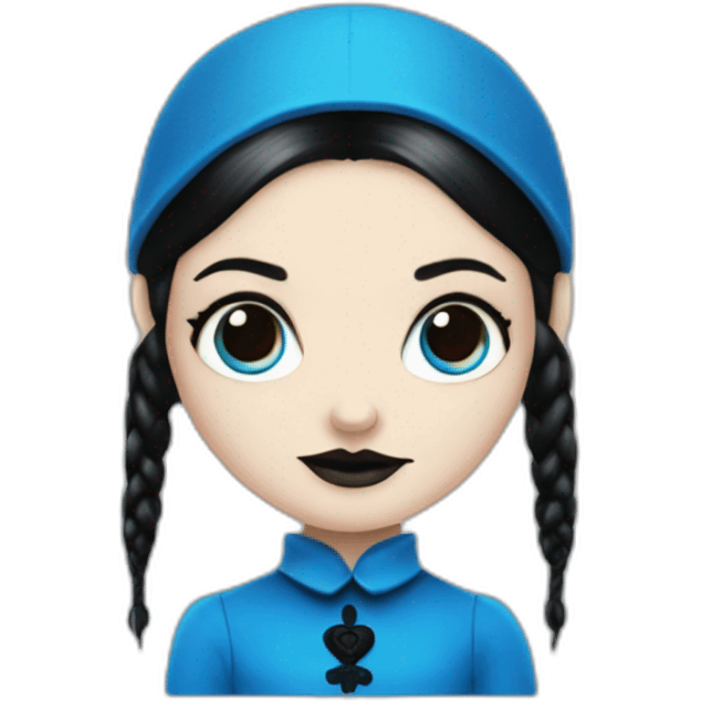 Wednesday Addams as a blue smurf emoji