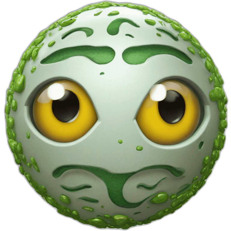 3d sphere with a cartoon Slime skin texture with Eye of Horus emoji