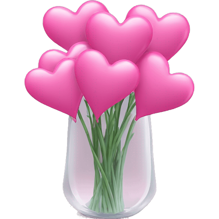 10000000 huge pink hearts on stems in a clear glass vase emoji